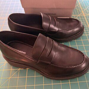 Vagabond Black Leather Kenova Loafers with Chunky Soles, Size 38